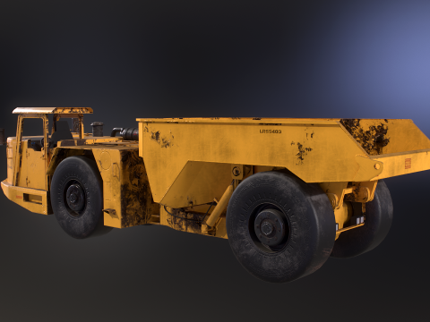 Moderno camion da miniera articolato arrugginito Modello 3D