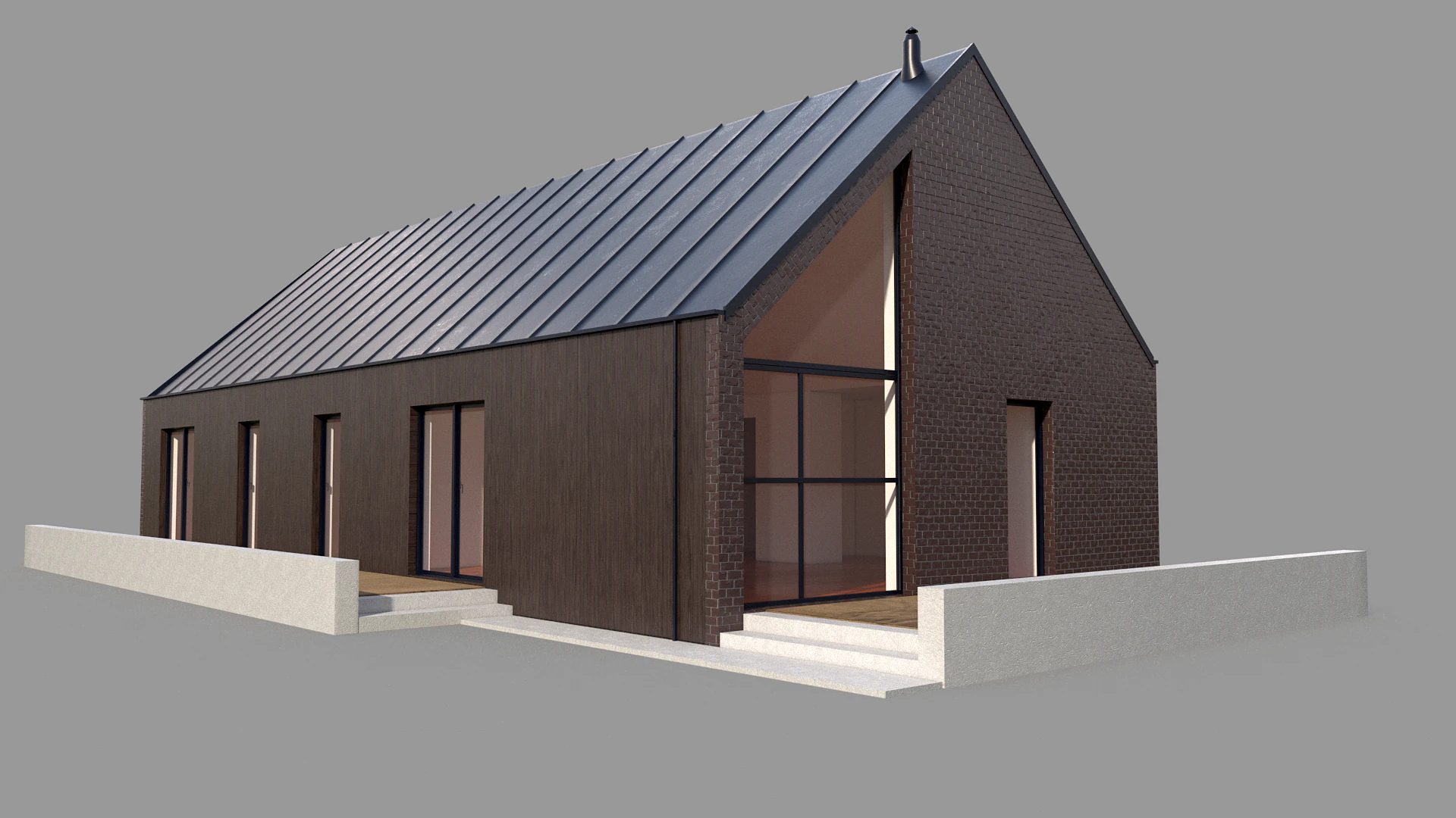 Modern Barn Style House 3D Model .c4d .max .obj .3ds .fbx .stl .blend 