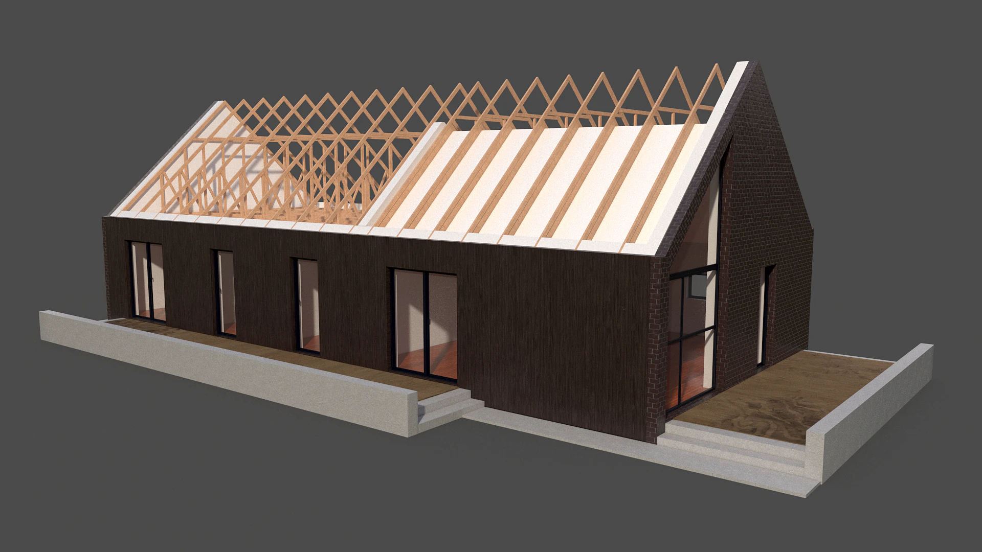 Modern House Truss System 3D Model .c4d .max .obj .3ds .fbx .stl .blend 