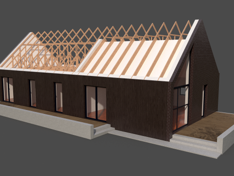 Сучасна кроквяна система будинку 3D Модель