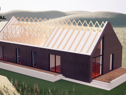 Modern House Truss System 3D Model