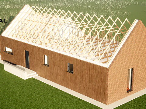 Modern House Truss System 3D Model