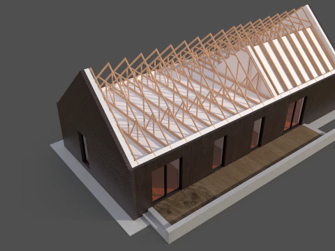 Modern House Truss System 3D Model