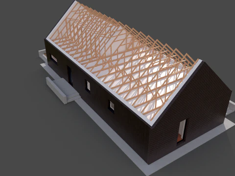 Modern House Truss System 3D Model