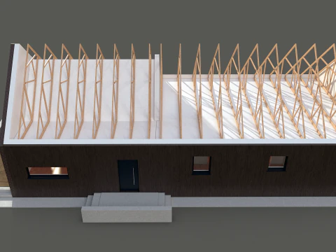 Modern House Truss System 3D Model