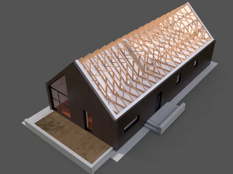 Modern House Truss System 3D Model