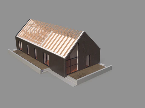 Modern House Truss System 3D Model