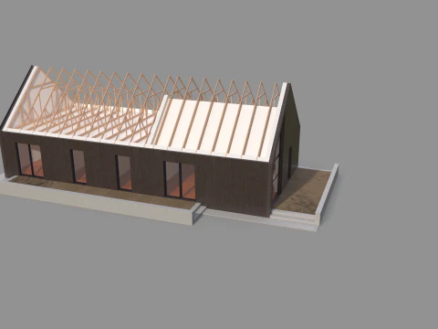 Modern House Truss System 3D Model