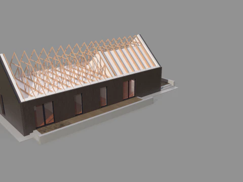 Modern House Truss System 3D Model