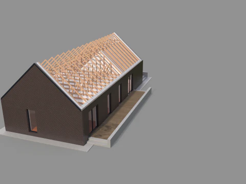 Modern House Truss System 3D Model
