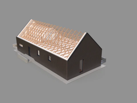 Modern House Truss System 3D Model