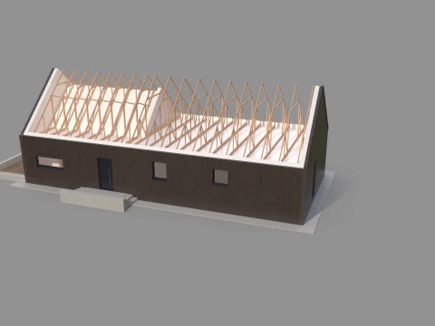 Modern House Truss System 3D Model