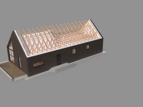 Modern House Truss System 3D Model