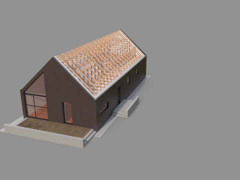Modern House Truss System 3D Model