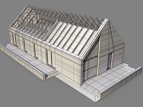 Modern House Truss System 3D Model