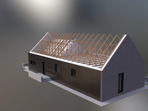 Modern House Truss System 3D Model