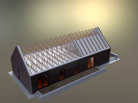 Modern House Truss System 3D Model
