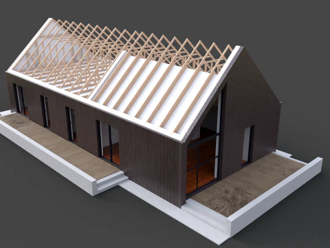 Modern House Truss System 3D Model