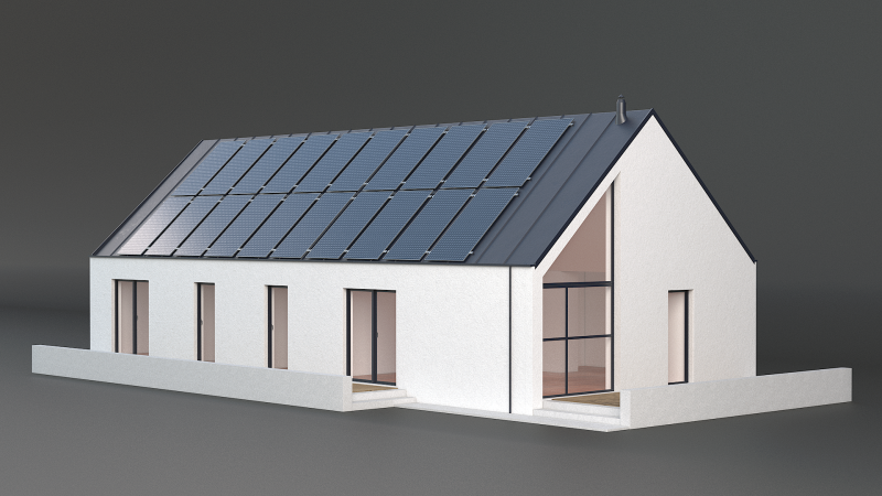 Сучасний будинок із сонячною батареєю 3D Модель .c4d .max .obj .3ds .fbx .stl .blend 