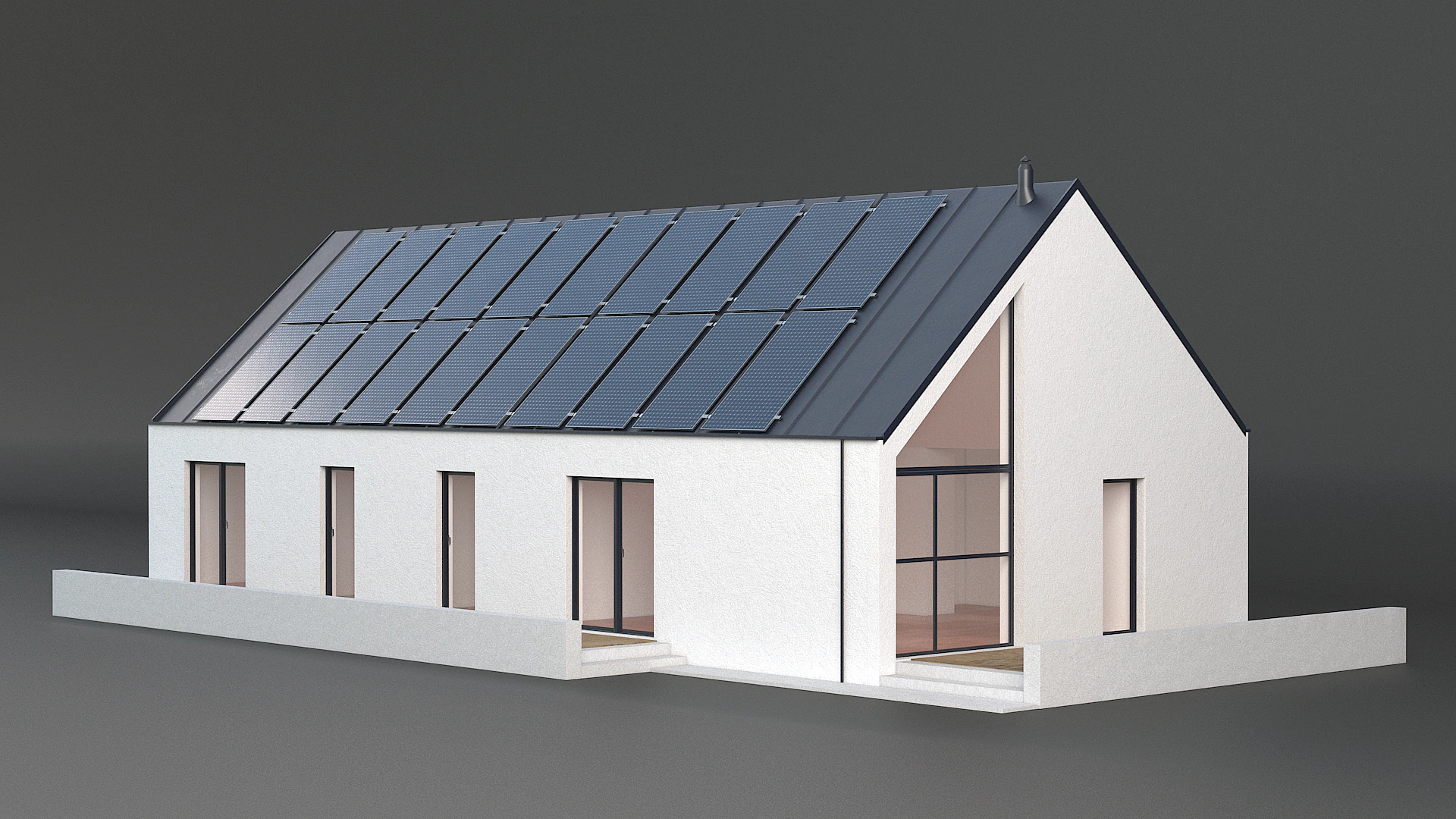 Maison moderne avec cellule solaire Modèle 3D .c4d .max .obj .3ds .fbx .stl .blend