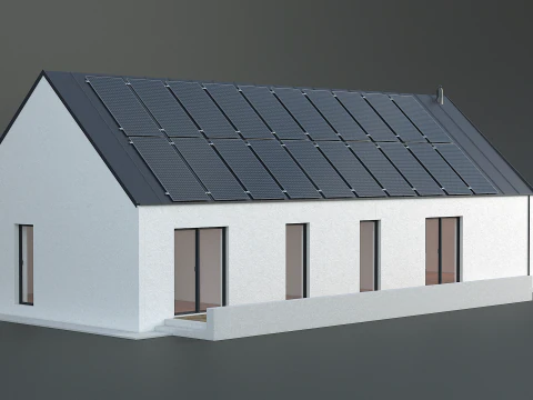 Maison moderne avec cellule solaire Modèle 3D