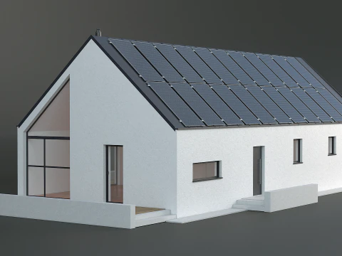 Maison moderne avec cellule solaire Modèle 3D