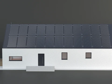 Maison moderne avec cellule solaire Modèle 3D