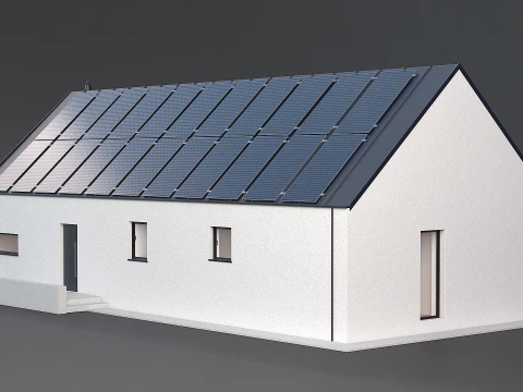 Maison moderne avec cellule solaire Modèle 3D