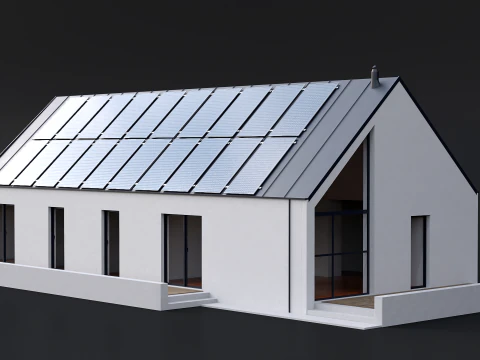 Maison moderne avec cellule solaire Modèle 3D