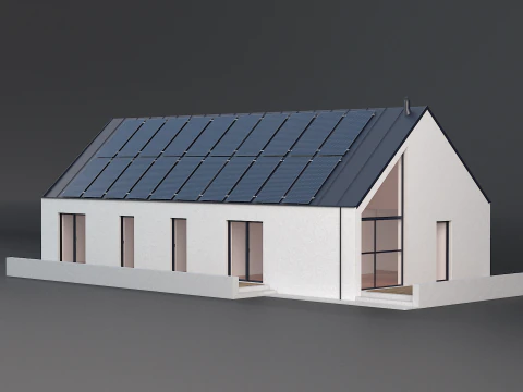 Maison moderne avec cellule solaire Modèle 3D