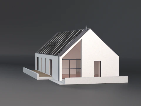 Maison moderne avec cellule solaire Modèle 3D