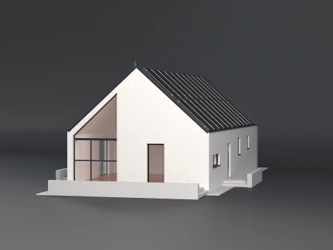 Maison moderne avec cellule solaire Modèle 3D