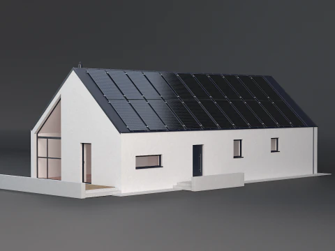 Maison moderne avec cellule solaire Modèle 3D