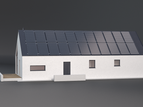 Сучасний будинок із сонячною батареєю 3D Модель