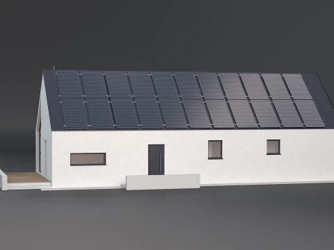 Maison moderne avec cellule solaire Modèle 3D