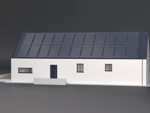Сучасний будинок із сонячною батареєю 3D Модель