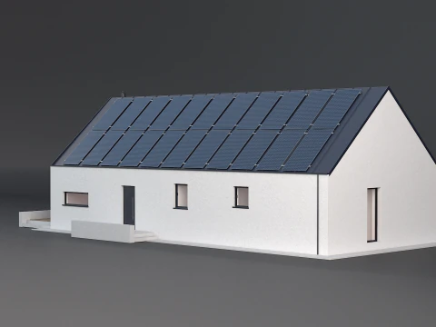 Maison moderne avec cellule solaire Modèle 3D