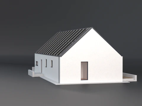 Maison moderne avec cellule solaire Modèle 3D