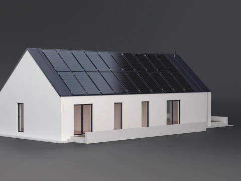 Maison moderne avec cellule solaire Modèle 3D