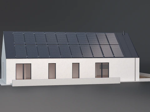 Maison moderne avec cellule solaire Modèle 3D