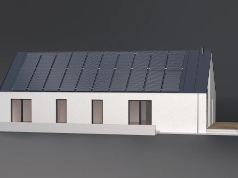 Maison moderne avec cellule solaire Modèle 3D