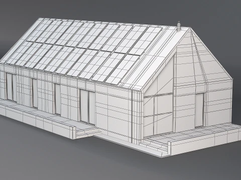Maison moderne avec cellule solaire Modèle 3D