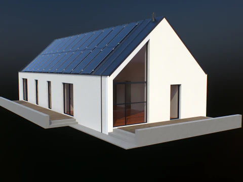 Maison moderne avec cellule solaire Modèle 3D
