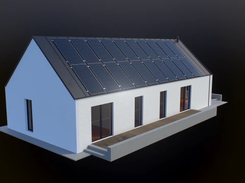 Maison moderne avec cellule solaire Modèle 3D