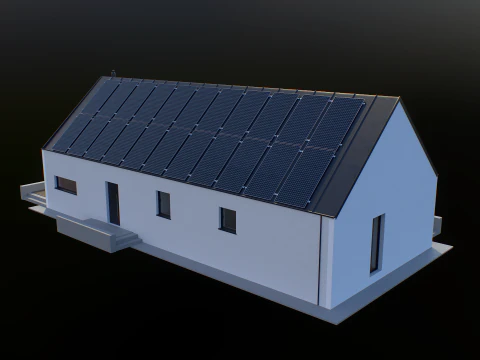 Maison moderne avec cellule solaire Modèle 3D