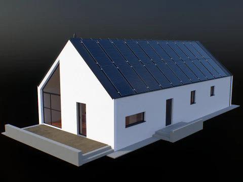 Maison moderne avec cellule solaire Modèle 3D