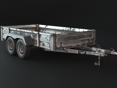 Іржавий вантажний причіп PBR 3D Модель