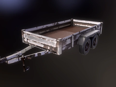 Rusted Cargo Trailer PBR 3D Model