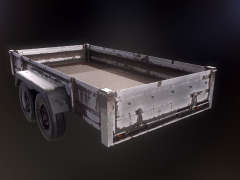 Paslanmış Kargo R&ouml;morku PBR 3D Model