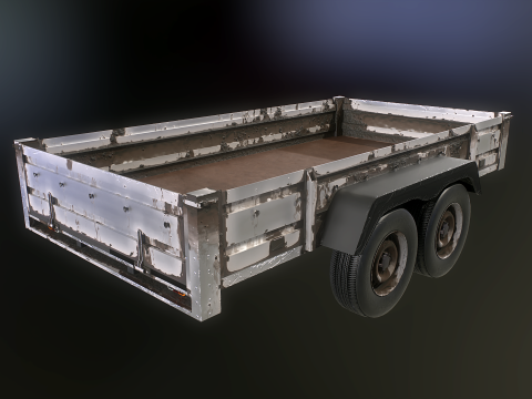 Paslanmış Kargo R&ouml;morku PBR 3D Model